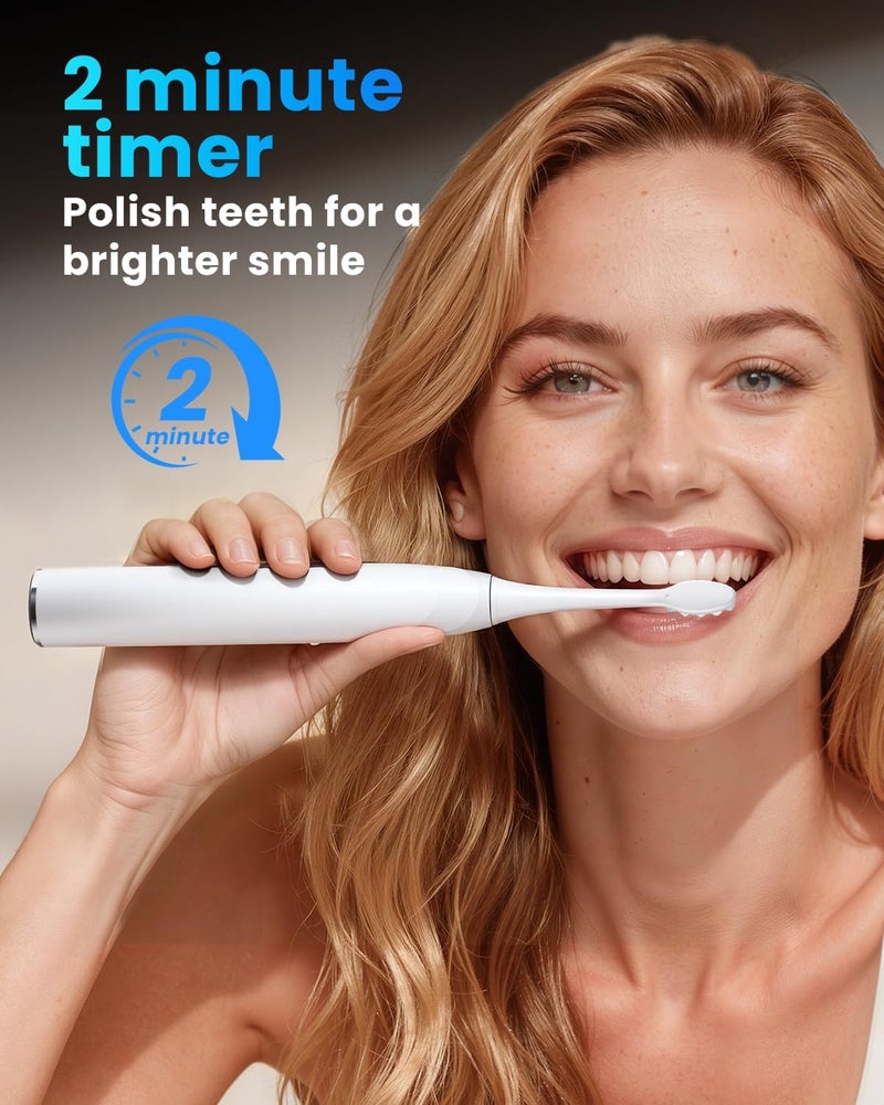 Onlyone Sonic Electric Toothbrush for Adults, Rechargeable Ultrasonic Electric Toothbrush with 8 Brush Heads, Travel Case, Charging Base & Wireless Charging - 5 Modes with Smart Timer - Image 3
